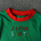 Santa Pattern Striped Long Sleeve Pajama Set for Kids