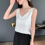 Versatile Women's Solid Silk Satin Tank Top