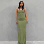 Slim Peach Fishtail Sleeveless Dress for Women