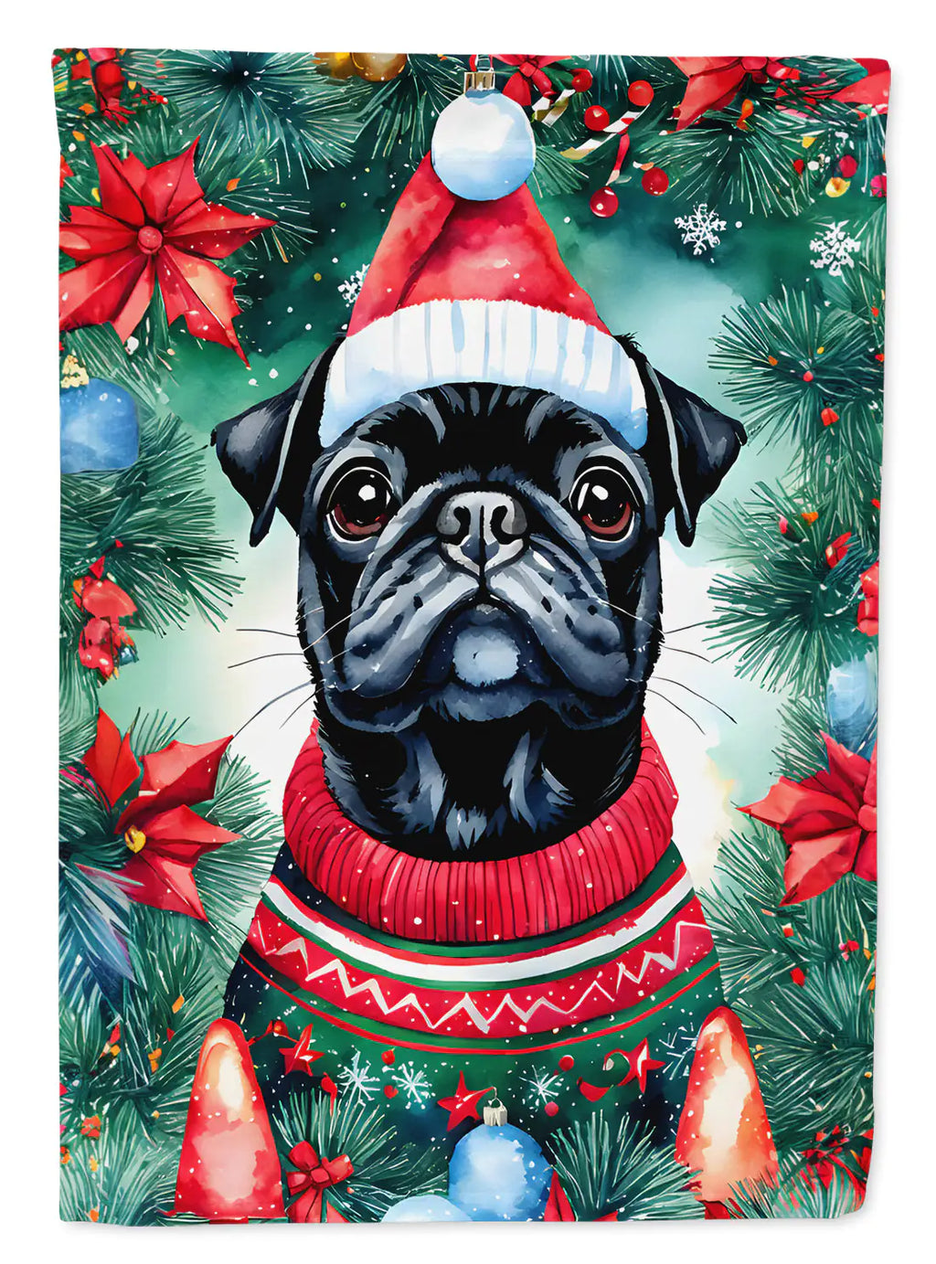 Pug Christmas Garden Flag