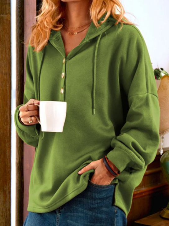 Casual Hooded Solid Color Cotton Commuter Sweater