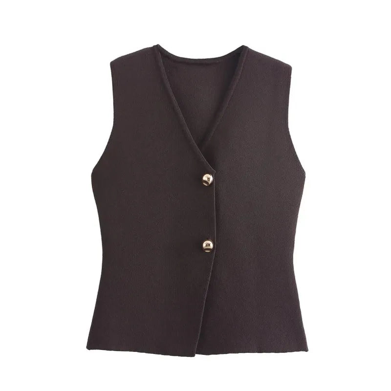 Fashionable Knitted Vest Women's Sweater Cardigan