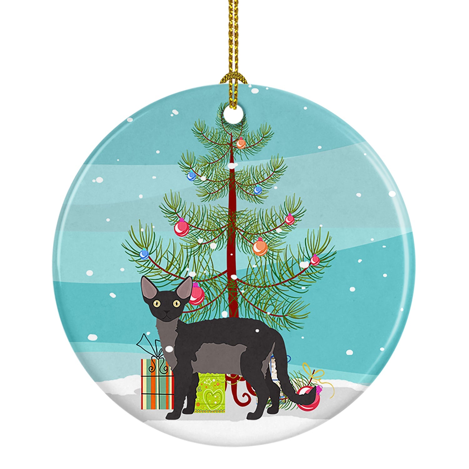 Devon Rex Cat Christmas Ceramic Ornament