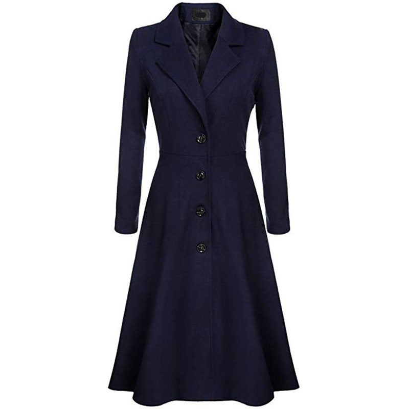 Women's Long-Sleeved Wool Coat