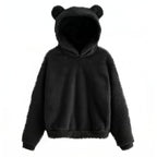 Warm and Cute Reversible Velvet Bunny Ear Hoodie | Streetwear