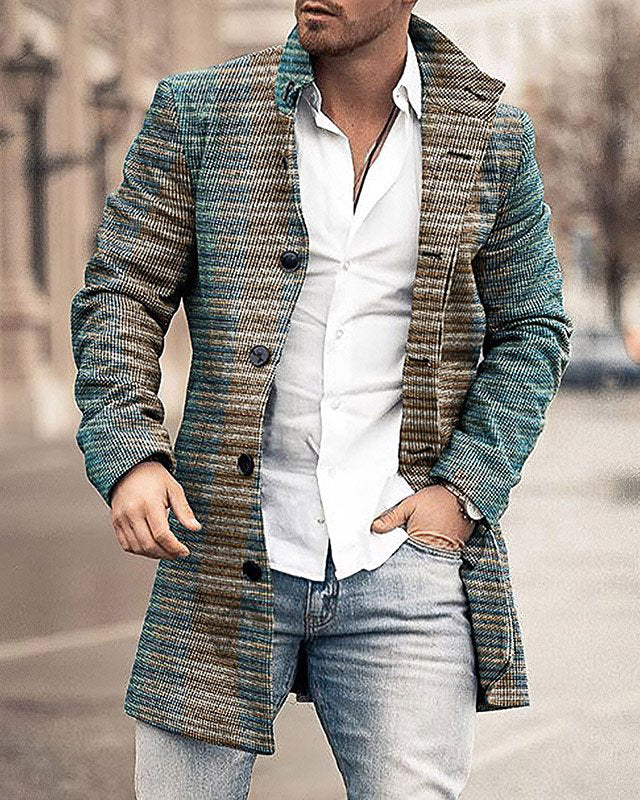 Men's Woolen Stand Collar Casual Coat for Fall/Winter