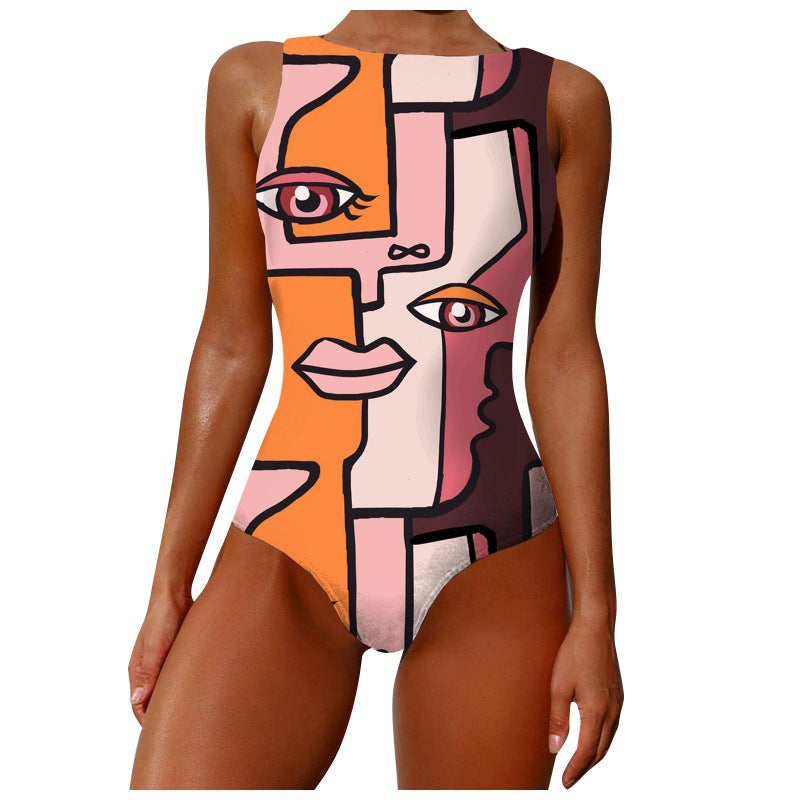 2022 Women's Irregular Print Anime Bikini Swimsuit