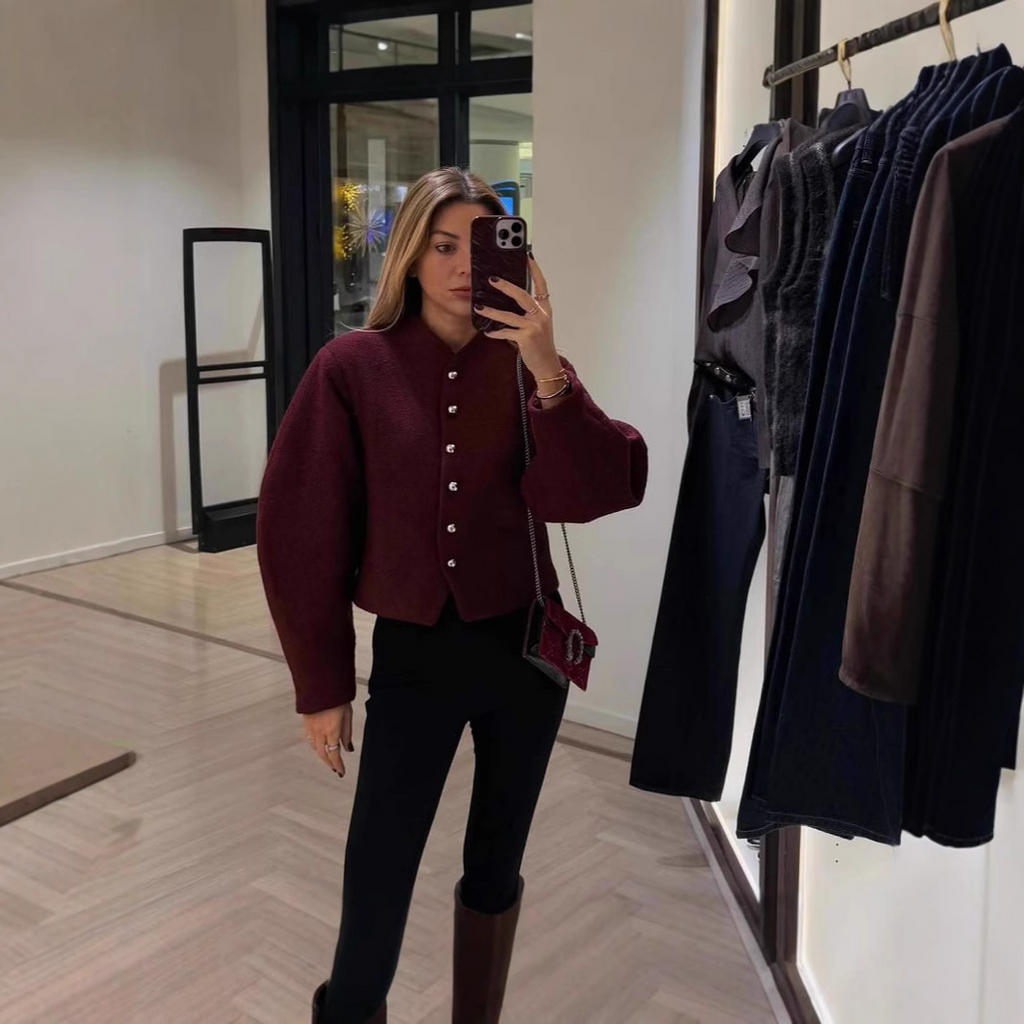 Round Neck Single Breasted Coat