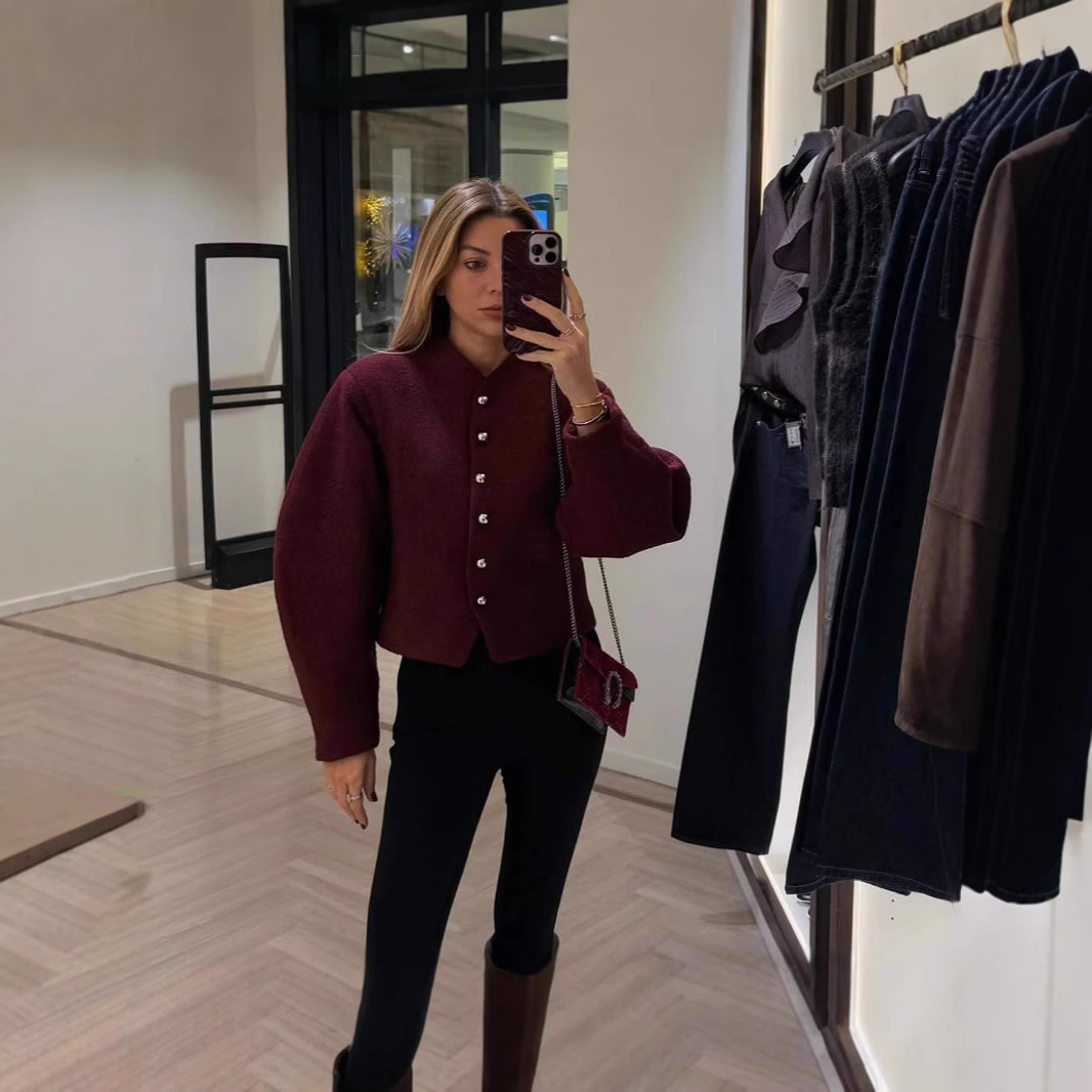 Round Neck Single Breasted Coat