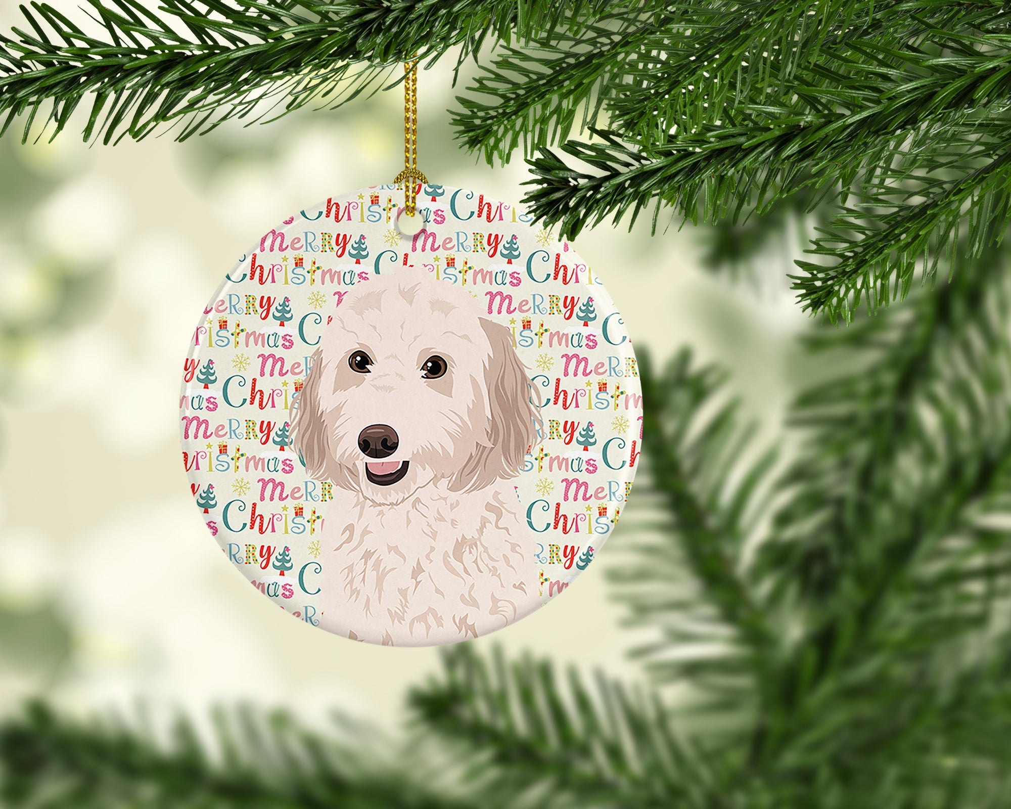 Doodle Cream #1 Christmas Ceramic Ornament