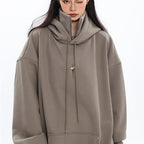 Hooded Hoodie with Design Inspired Metal Accents | Streetwear