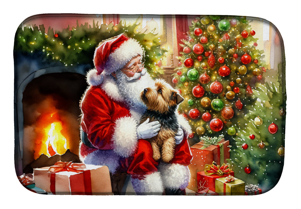 Norfolk Terrier and Santa Claus Dish Drying Mat