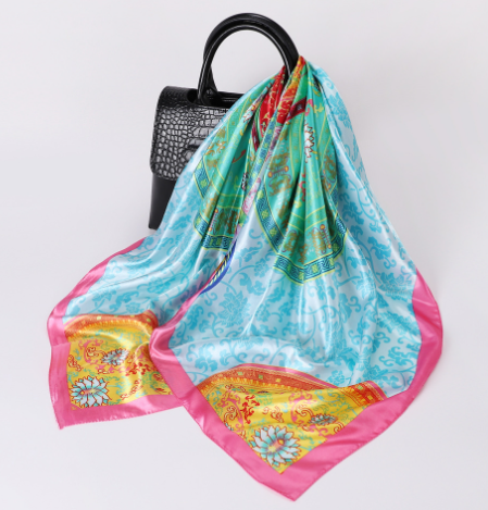 Pumpkin Bandana Scarf - Vintage Print Silk Scarf (One)