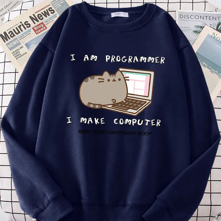 Loose Long Sleeve Printed Pullover with Round Neck | Streetwear