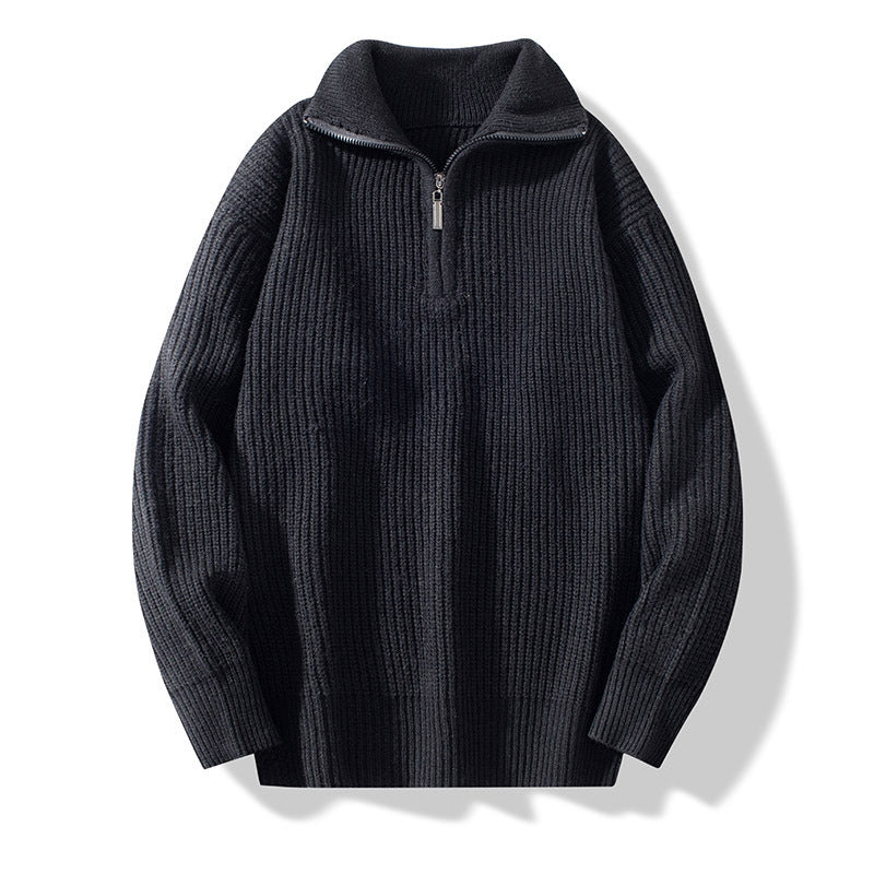 Loose Striped Half Cardigan Pullover Sweater | Streetwear