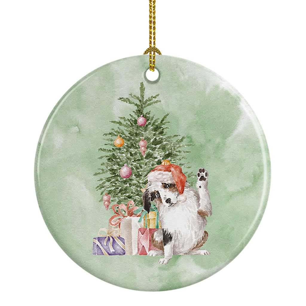 Australian Shepherd High Five Christmas Presents and Tree Ceramic Ornament