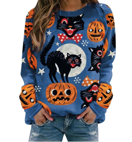 Halloween Women's Printed Long Sleeve Sweater