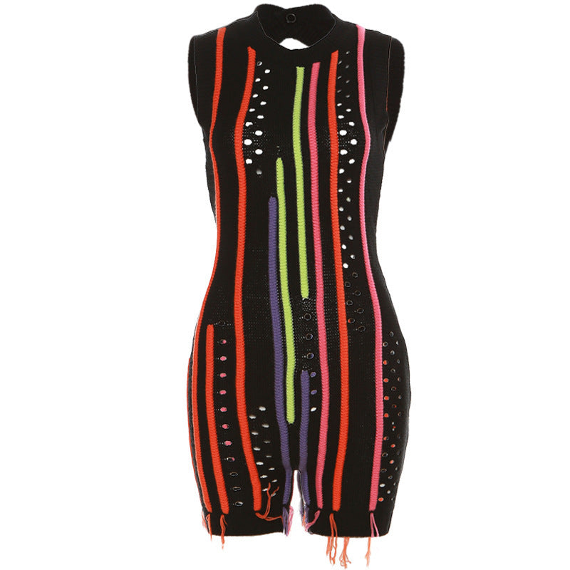 2024 Summer Fashion Knitted Embroidered Bodysuit