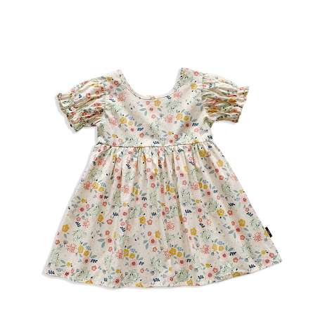 Girls Summer Short Sleeve Floral Print Dress
