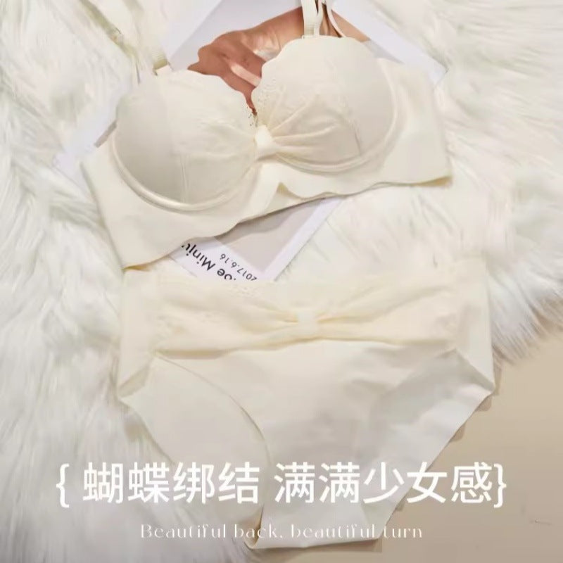 Lace Wireless Bra Set for Women with Supportive Design