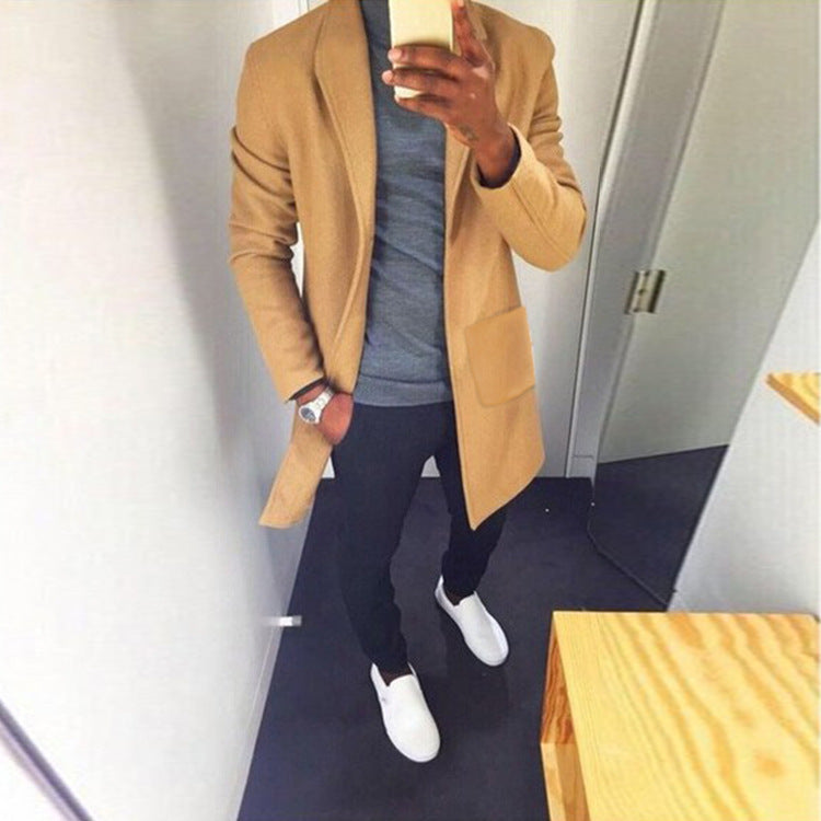 Woolen Windbreaker Coat