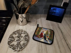 Flat-Coated Retriever and Santa Claus Pair of Pot Holders