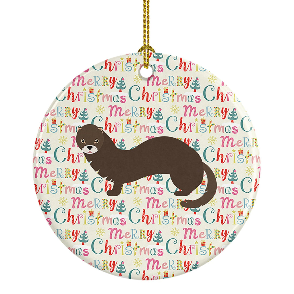 Russian or European Mink Christmas Ceramic Ornament
