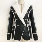 Women's Double-breasted Slim-fit Fur Coat