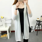 Mid-Length Knitted Sweater Cardigan with Scarf Shawl