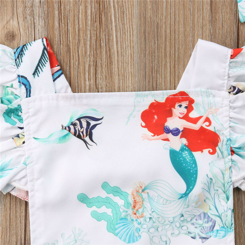 Mermaid Pattern Baby Bodysuit with Headband (Bulk)