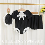 3Pcs Girls Bikini Set with Ruffle Skirt and Caps
