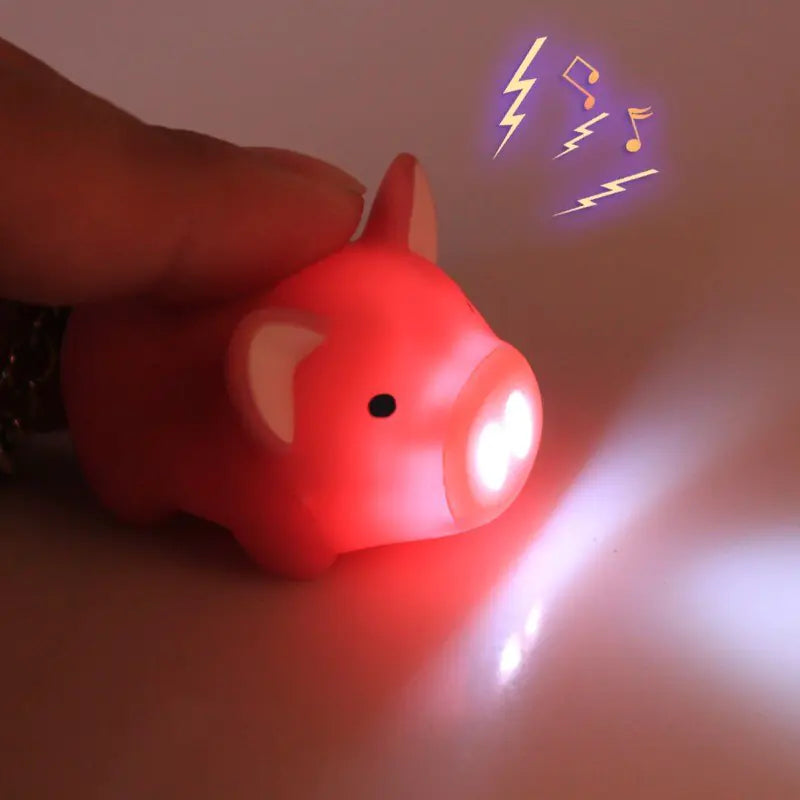 LED Sound and Light Cartoon Pig Keychain | Accessory