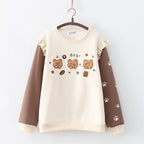 Women's Fleece-lined Cartoon Bears Embroidered Sweater