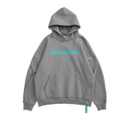 Street English print hooded plus fleece sweater