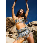 Mirror Tile Chain Bralette Body Harness Top