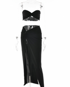 Long Sequin One-Shoulder Evening Dress and Lingerie