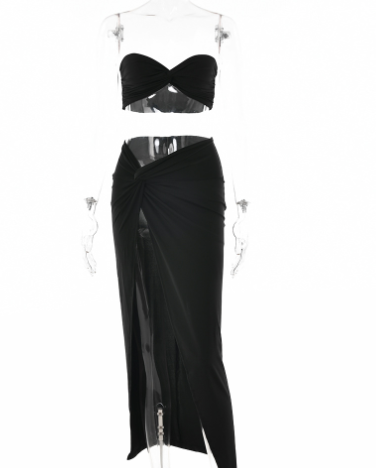 Long Sequin One-Shoulder Evening Dress and Lingerie