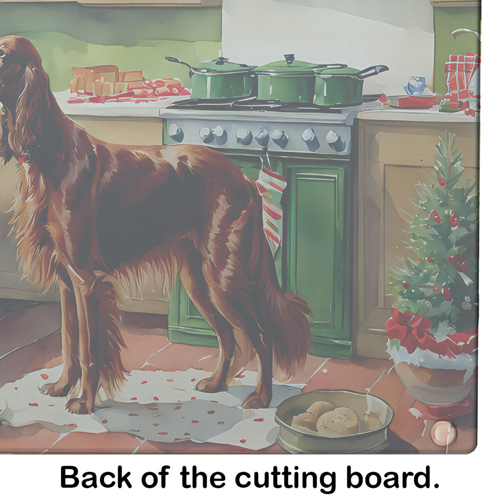 Irish Setter Christmas Cookies Glass Cutting Board