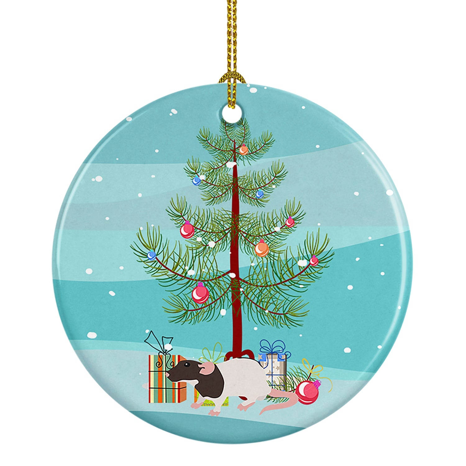Dumbo Rat Merry Christmas Ceramic Ornament