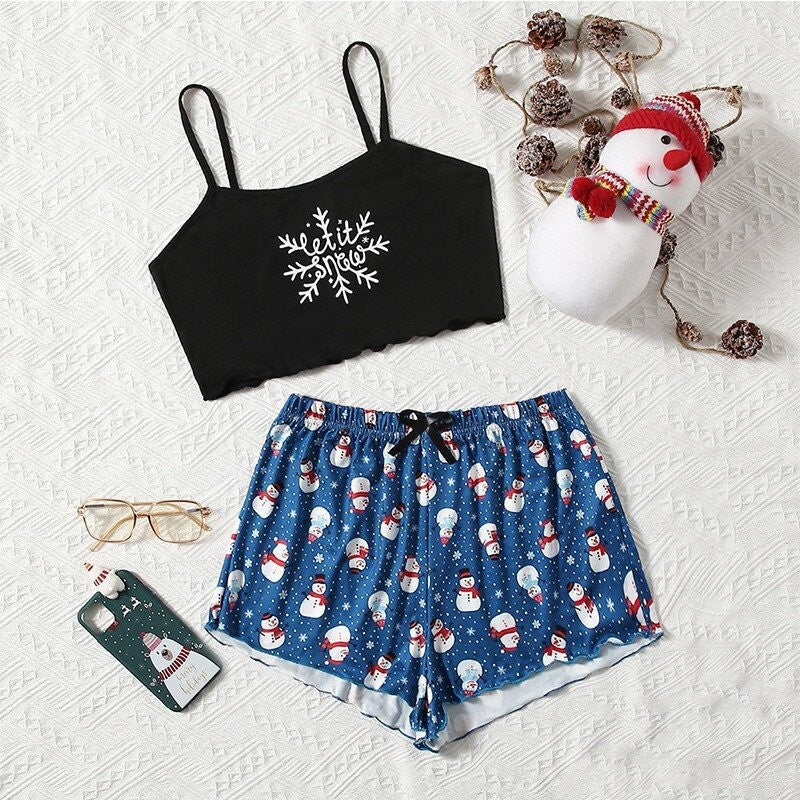 Summer Sexy Women's Christmas Pajamas Set (2 Pieces)
