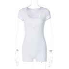 2023 Fall/Winter Zipper Short Sleeve Bodysuit