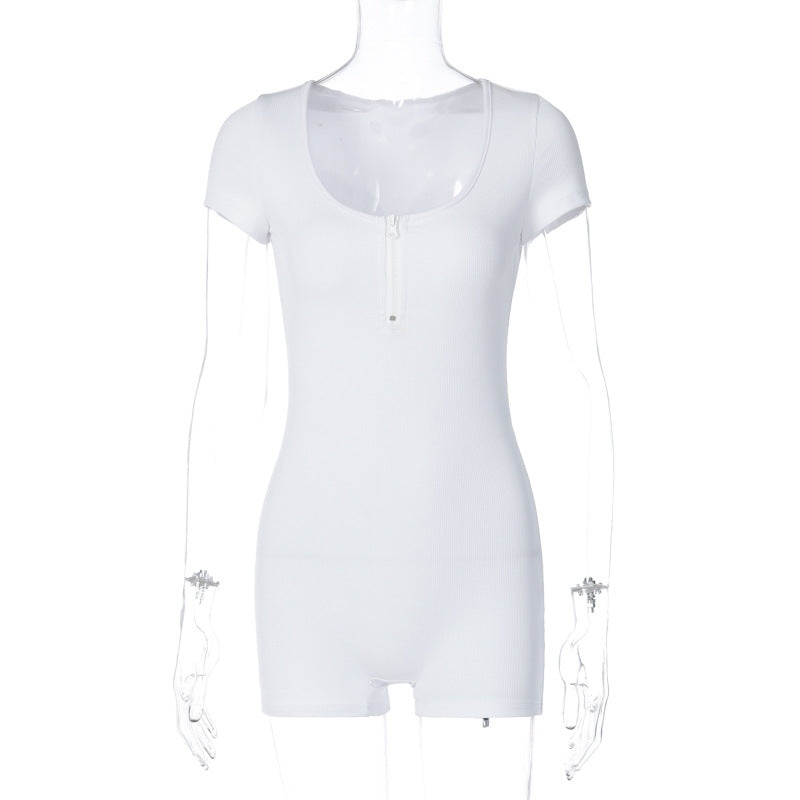 2023 Fall/Winter Zipper Short Sleeve Bodysuit