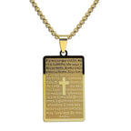Stainless Steel Lord's Prayer Cross Dog Tag Necklace | Christian Jewelry