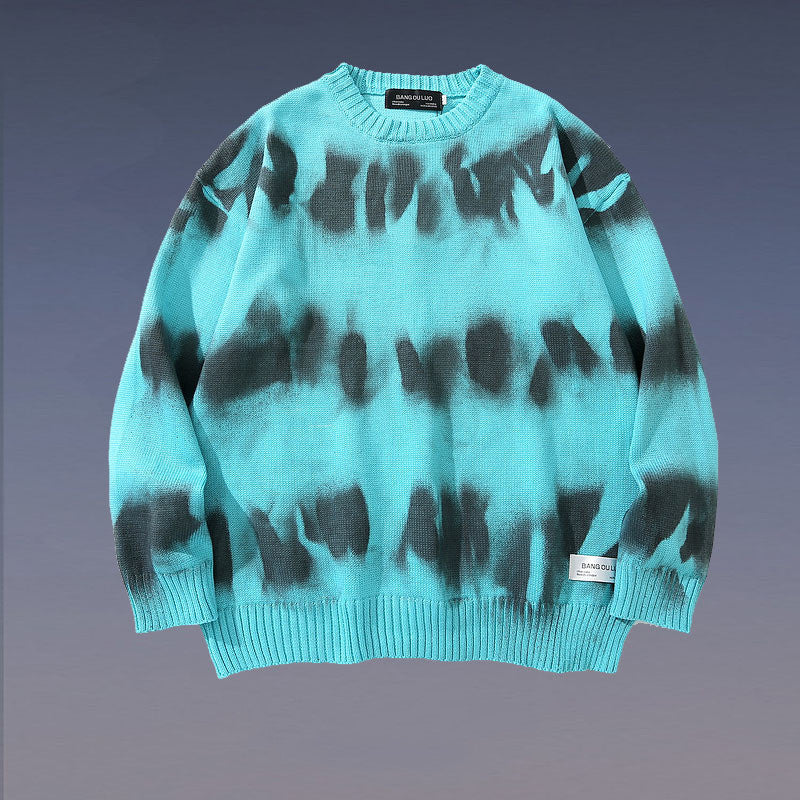 High Street Tie Dye Striped Knit Pullover Sweater | Streetwear