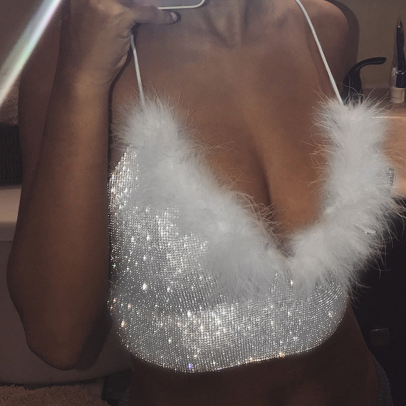 Spring 2020 V-Neck Sexy Glitter Camisole Top