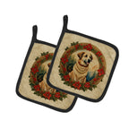 Anatolian Shepherd Dog Christmas Flowers Pair of Pot Holders