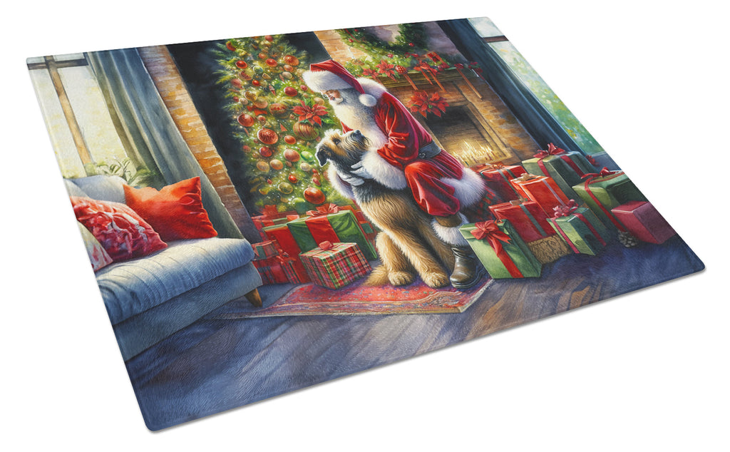 Irish Wolfhound and Santa Claus Glass Cutting Board