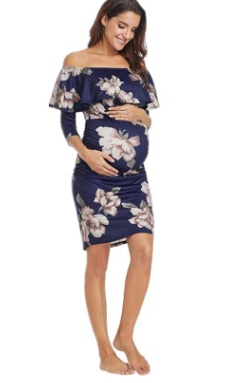 Floral Off-Shoulder Maternity Dress for Women