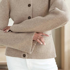 Women's Knitted Cardigan Sweater with Waist Design
