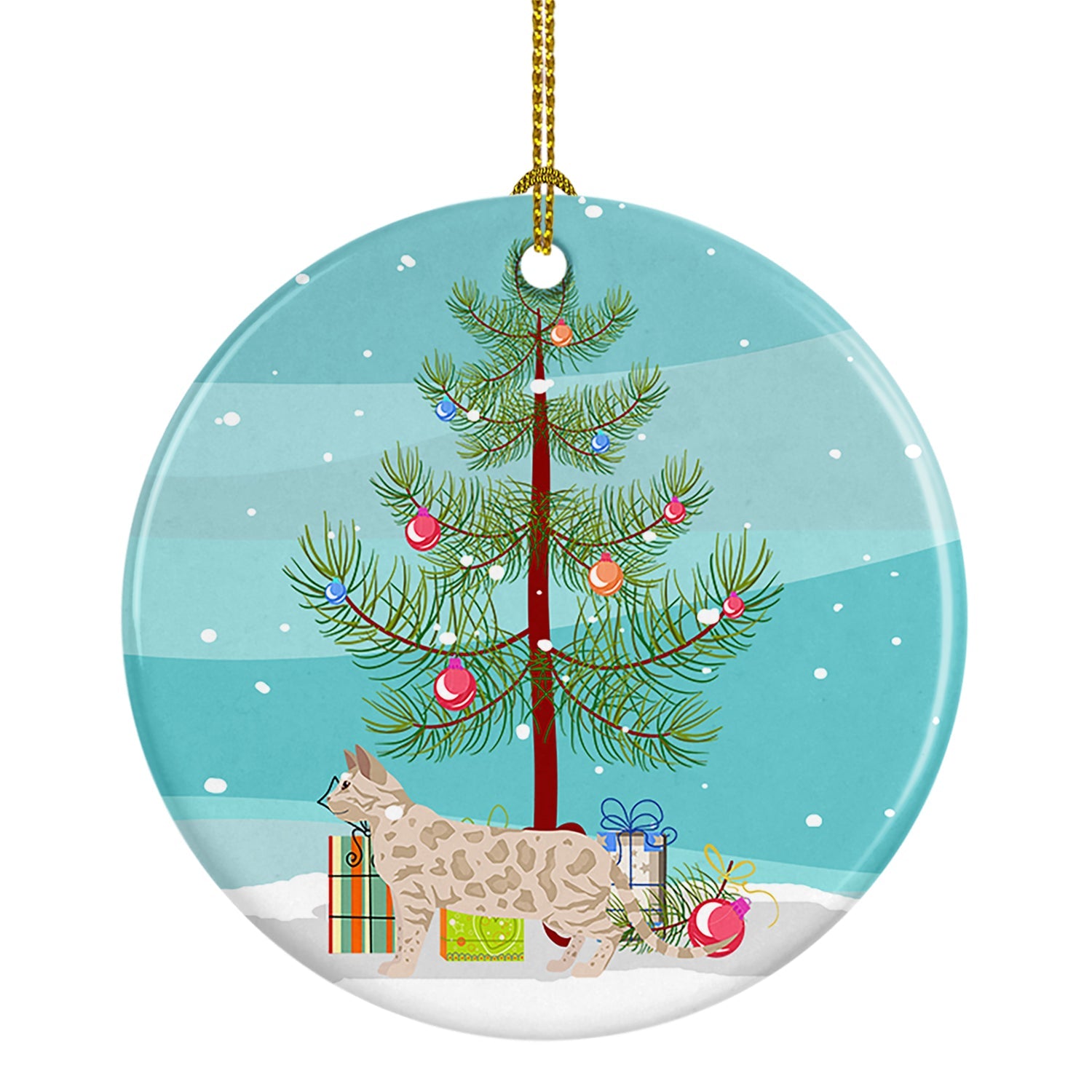 Bengal Cat Christmas Ceramic Ornament